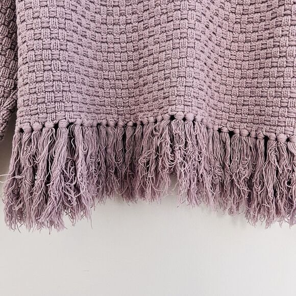Beyond the Radar Purple Tight Knit Fringed Cozy Fall / Winter Sweater ~ Large - Picture 7 of 9